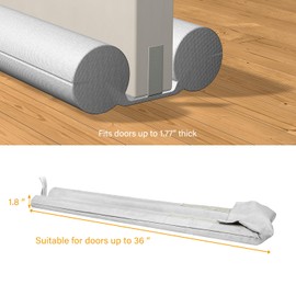 Large Door Draft Stopper,Under Door Sweep for Bottom of Door,Weather Stripping Door Seal,Noise Stopper,Garage Window Blocker Noise Cold Air Insulation,Draft Guard (Grey-1 Pack)