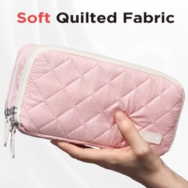 Sooez Large Pencil Case Pouch, Extra Big Pencil Bag with 8 Compartments, Pen Bag Wide Opening, Soft Quilted Pencil Pouch Organizer with Zipper, Portable Pencil Case for Teen Girls, Purple