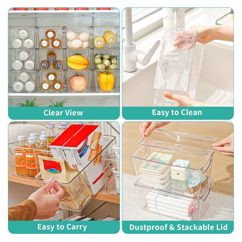 6 Pack Small Clear Storage Bins with Lids, Acrylic Arts