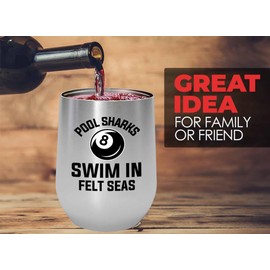 Billiard Silver Edition Wine Tumbler 12oz - Pool sharks - Pool Player Gifts Table Rail Balls Chalk Cue Sticks