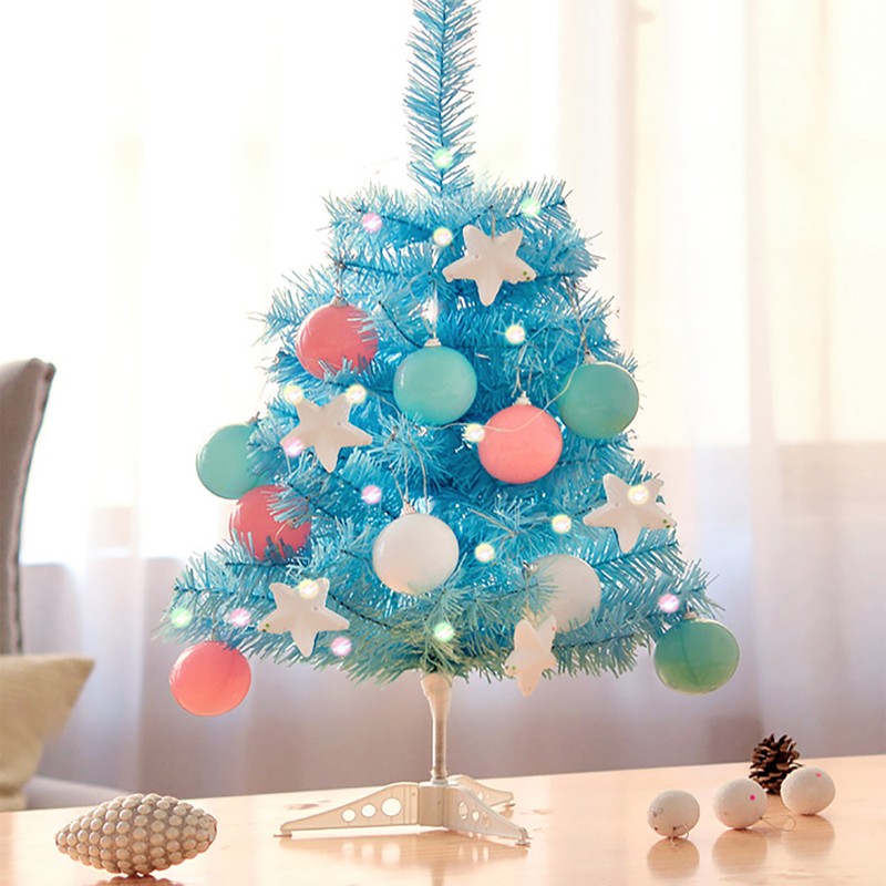 Mini Macaron Blue Christmas Tree Tabletop Xmas Tree with LED