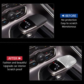 PIFOOG Challenger Accessories for Dodge Charger 2015-2022 Bling Gear Shift Cover Decal Shifter Knob Panel Stickers Car Interior Decoration Crystal Silver 1PC