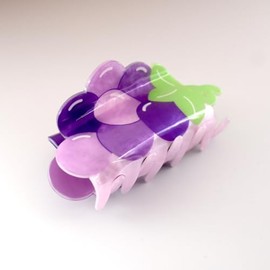 Grape Shape Hair Claw Clip Dopamine Fruit Non-Slip Hair Accessories 3.2" X 2" for Thin Hair Women Girls, Purple Grape