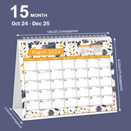 2025 Calendar, Desk Calendar 2024-2025, Monthly Desktop Calendar (Oct. 2024 - Dec. 2025, 10" x 8.25"), Standing Flip Calendar with Thick Paper, Academic Year Standing Calendar with Planner Stickers