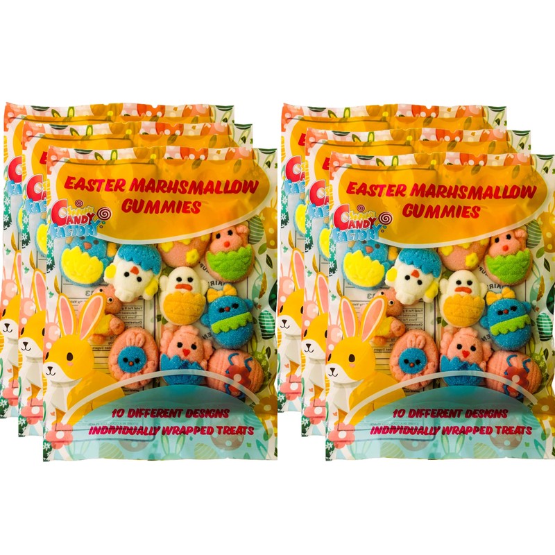 Easter Marshmallow Gummies - 10 Fun Designs, 6-Pack, Total 60