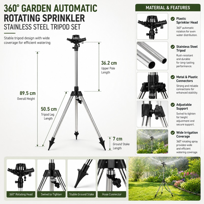 360° Garden Sprinkler for Lawn Irrigation – Rotating Spray Head