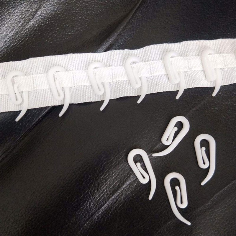 tooloflife 100 Pack White Plastic Curtain Hooks 2.8 by 1.2