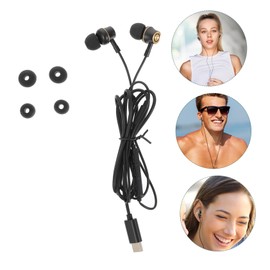 LALAFINA USB C in Ear Headphones with Wired Control Noise Cancelling Earphones for Tablets Ergonomic Design Quality for Daily Use and Entertainment