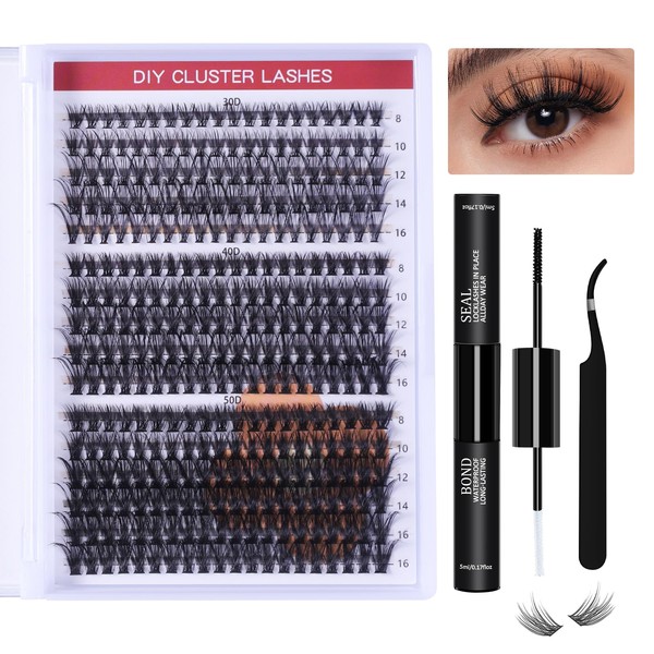 DIY Wimpernverlängerung Kit, 30D+40D+50D Wimpern Extensions Set, 8-16mix 320Pcs Lash
