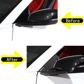 Soft 3D Real Carbon Fiber Car Rearview Mirror Base Decoration Sticker Trim Decor Trim Kit Compatible with Corvette C8 Stingray Z06 Z51 2020 2021 2022 2023 Interior Decoration Accessories (Black)