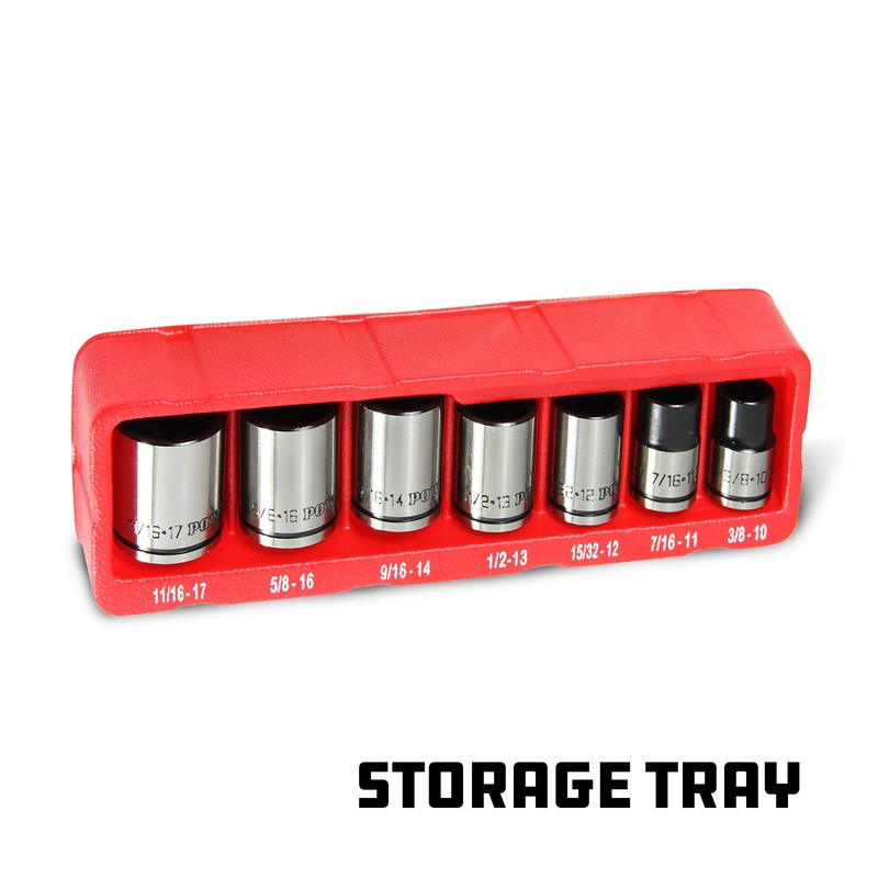 Powerbuilt 3/8-Inch Drive Universal Socket Set, 7 Piece, Fits SAE