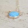 Blue Opal Pendant Necklace Sterling Silver Gemstone Circle 10mm Opal