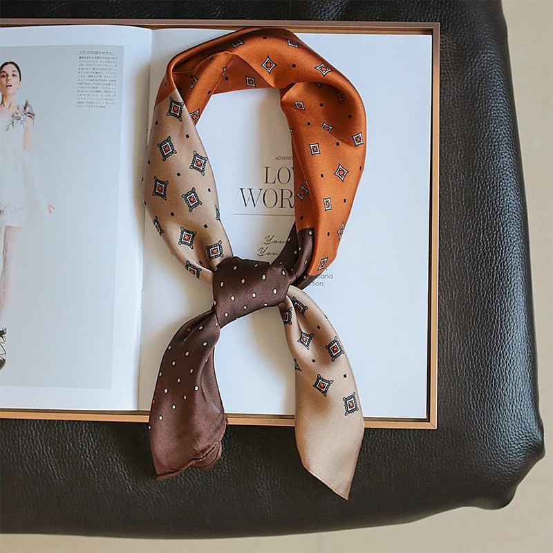 AIKOO Scarf, Women's, Hair Ornament, Silk, Leopard Print, Office, Thin,
