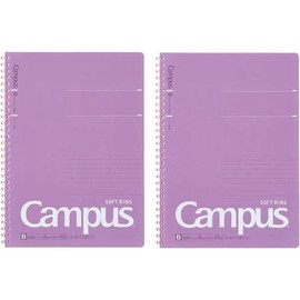 Campus Soft Ring Notebook, Semi-B5, B 6mm Dot Ruled, 34 Lines, 40 Sheets, Blue, Set of 2, Japan Import (SU-S111BT-B):_Pink_B5_B ruled (6 mm)