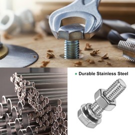 M METERXITY 4-Pack Hex Head Screw Bolt with Nuts Flat & Lock Washers M8x30mm Stainless Steel Bolts and Nuts Kit Fully Threaded Metric Bolt Assortment for Equipment/Machinery