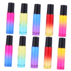 Mikinona 10pcs Color Gradient Essential Oil Bottle Portable Bottles for Travel Includes Rose Yellow Yellow Each Black Lid Leak Design