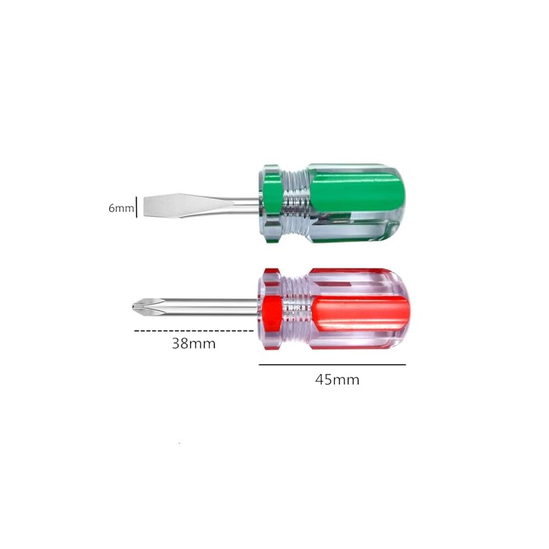 Slotted Phillips Screwdriver - Stubby Screwdriver Set Magnetic Tip Flat