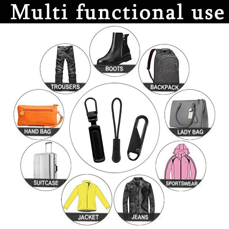 15Pcs Spare Zipper Pulls, Universal Zip Puller Replacement, Zipper Pull