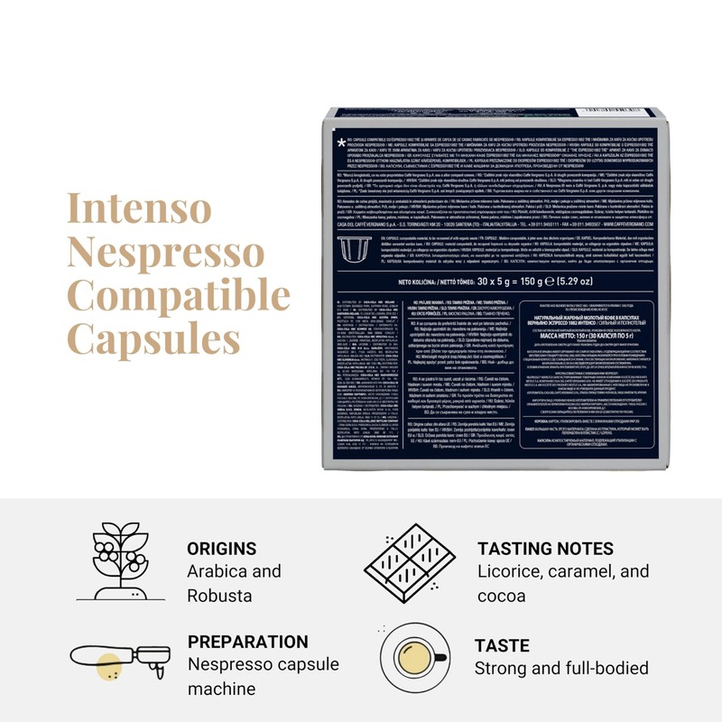 Caffe Vergnano Medium Roast Espresso Compatible Capsules - Single-Serve Arabica