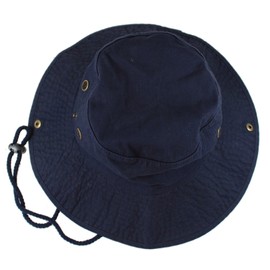 Gelante 100% Cotton Stone-Washed Adjustable Bucket Safari Boonie Sun Hats, Navy, Large-X-Large