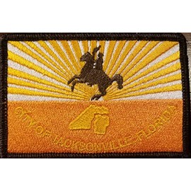 City of Jacksonville Florida Flag Iron-On Embroidered Patch Applique Tactical Morale Travel Patriotic USA Emblem Black Border