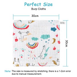AYESY Muslin Squares Cloth for Baby,6 Pack 30cm x 30cm Burp Cloths for Baby,100% Cotton 6 Layers Extra Soft and Absorbent Baby Burping Cloth Muslin Squares for Newborn Boys Girls
