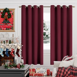 YoungsTex Burgundy Blackout Curtains for Bedroom 72 Inch Length - Thermal Insulated with Grommet Room Darkening Drapes for Living Room Divider, 2 Panels, 52 x 72 Inch