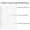 A5 Grid Refill Paper, 6-Hole Graph Paper, 100Sheets / 200Pages