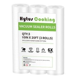 HytusCooking Vacuum Sealer Bags Rolls, 3 Rolls 10" x 20', Heavy Duty Multi-Layer Commercial Grade Food Storage Bags for Sous Vide, Meal Prep [BPA-Free]