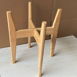 Hitomsu Bamboo Plant Holder Stand, Wood Cross Plant Stand Indoor Corner, Water Filter Stand, Height 16in width 13in