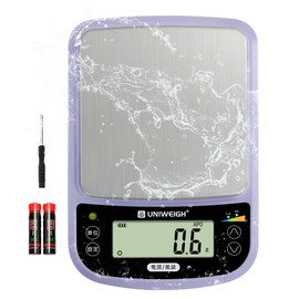 UNIWEIGH Kitchen Scale, Waterproof, Washable, 0.1 g Units, Can Measure Up to 11.2 lbs (5 kg), Includes ML Mode, Precision Scale, Thin Scale, Perfect as a Measuring Instrument, Waterproof Function,
