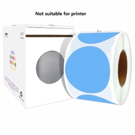 PARLAIM 2" Light Blue Round Color-Code Circle Dot Labels on a Roll, 500 Stickers, 2 inch Diameter for Inventory Garage Sale Office School