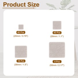 uxcell Non Slip Furniture Pads, 100Pcs Square Furniture Grippers Self Adhesive Furniture Feet Anti Scratch Chair Leg Felt Pads for Protecting Hardwood Floor, Beige