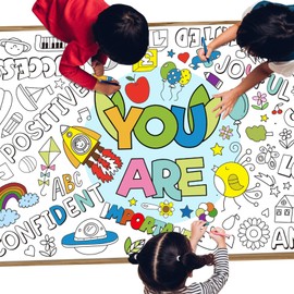 Affrolling Giant Coloring Poster for Classroom Wall Versatile 31.5X 72 Inches Jumbo Coloring Tablecloth Books Crafts Activities Gifts for Classroom Home Birthday Party Supplies Favor(Positive)