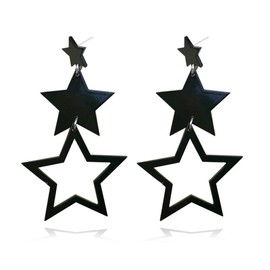Zhang shine Multilayer Acrylic Big Star Dangle Drop Earrings for Women, Colorful Neon Geometric Pentagram Long Tassel Earrings Y2k 80s Party Charm Jewelry-Tri color B