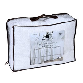 HILLFAIR 100% Combed Cotton Blanket– California King Size Bed Blanket – Warm Soft All Season Breathable Blankets – 102 x 108 inch Extra Large Oversized California King Cotton Blankets for Bed- White