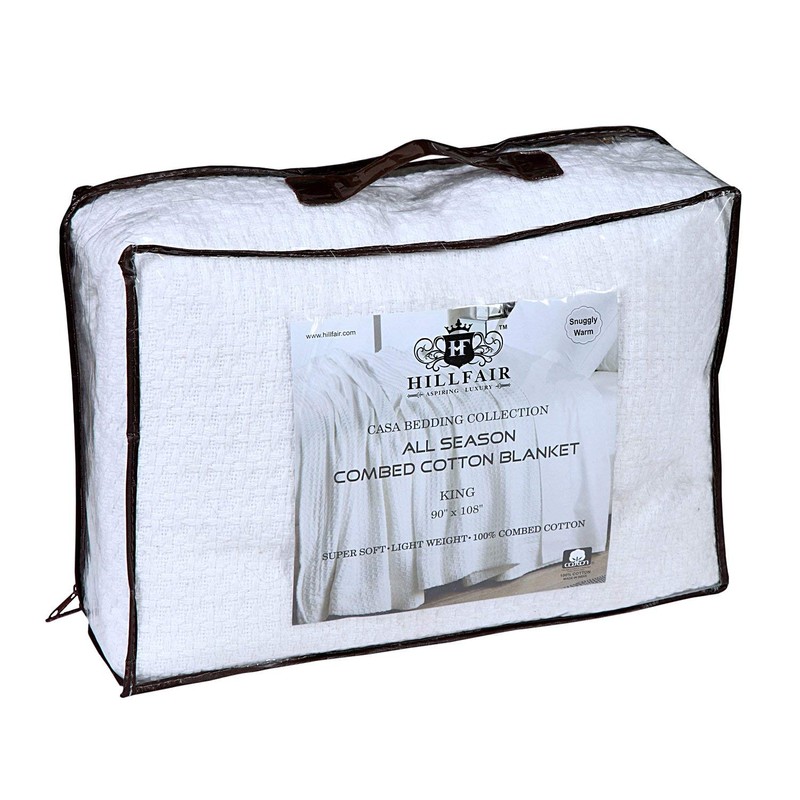 HILLFAIR 100% Combed Cotton Blanket– California King Size Bed Blanket