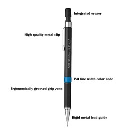 GEOCollege GEOtec Mechanical Pencil Set / 0,35/0.5/0.7 MM, HB, Black, Set of 3