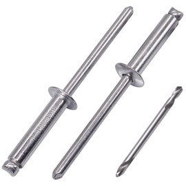SKIR'CO (Pack of 100) Aluminium Blind Rivets 4.0 x 18mm Aluminium Mandrel Pop Rivets Dome Head One Drill Included