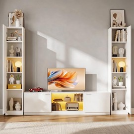 OSLIFE Librero Organizador con Puertas, Alacenas de Madera para Cocina