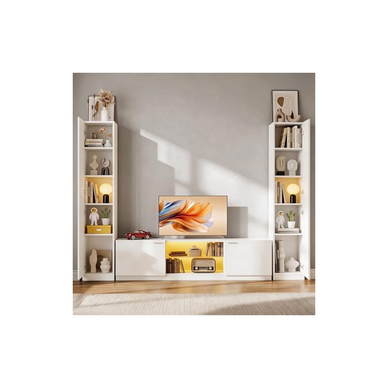 OSLIFE Librero Organizador con Puertas, Alacenas de Madera para Cocina