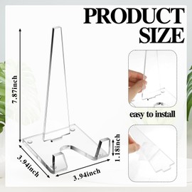 Honeydak Acrylic Plate Display Stand Clear Easel Stand for Picture Plate Frame Albums Record Magazine Tablet Canvas Board Postcards Books Minimalist Tabletop Decor for Home & Office, 8 x 4 x 4 Inches