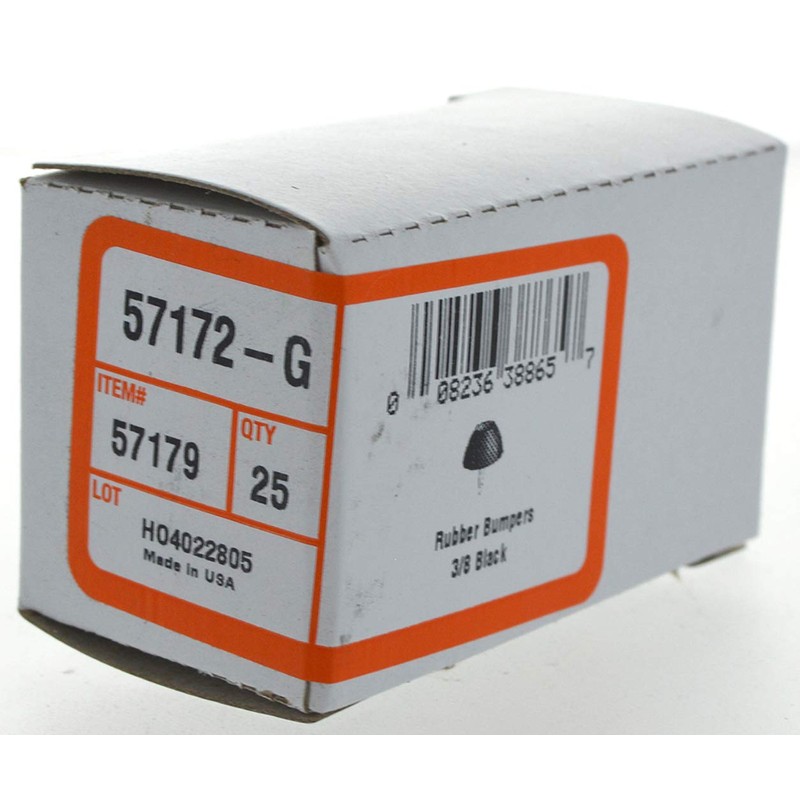 Hillman 57179 3/8-Inch Rubber Tack Bumper, Black, 25-Pack