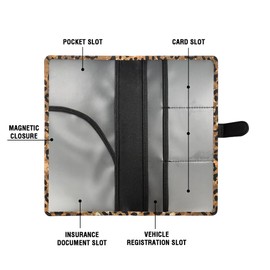 WIRESTER PU Leather Car Registration and Insurance Card Holder, Vehicle Glove Box Organizer, Driver License and Paperwork Holder - Black Yellow Leopard