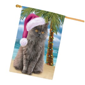 Doggie of the Day Selkirk Rex Cat House Flag - Christmas Summertime Beach - Outdoor Double Sided Pet Home Garden Decor 28"w x 40"h, HFLG61704