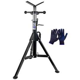 CARVALAX V-Head Pipe Jack Stands, 28"-52" Adjustable Pipe Stand Fits 1/2" - 12" Pipe Capacity w/ 2500LB Load Capacity, Steel Pipe Stand for Welding w/Portable Folding Legs