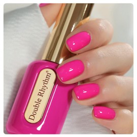 Double Rhythm 0.50 OZ Gel Polish Same Color Same Bottle Golden Round Hema Free Neutral Natural Milky 15 ML Jelly UV Polish Art DIY at Home (Hot Pink-C1312)