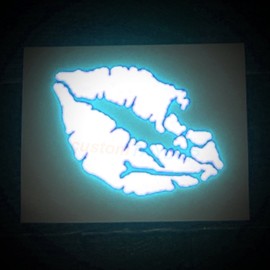 customTAYLOR33 High Intensity Reflective Vinyl Death Kiss Skull Crossbones Lips Decal Bumper Sticker - Cars, Motorcycles, Helmets, Wind Screens, laptops, cellphones, (SE Baby Blue, 3 inch Wide, Pair)