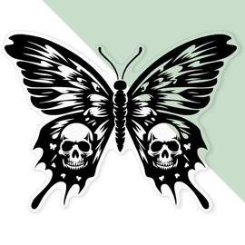 'Butterfly with Skull Wings' Clear Sticker Decal – Waterproof Film for Windows, Cars, Walls & Crafts, XL (460mm) (DC00134255)