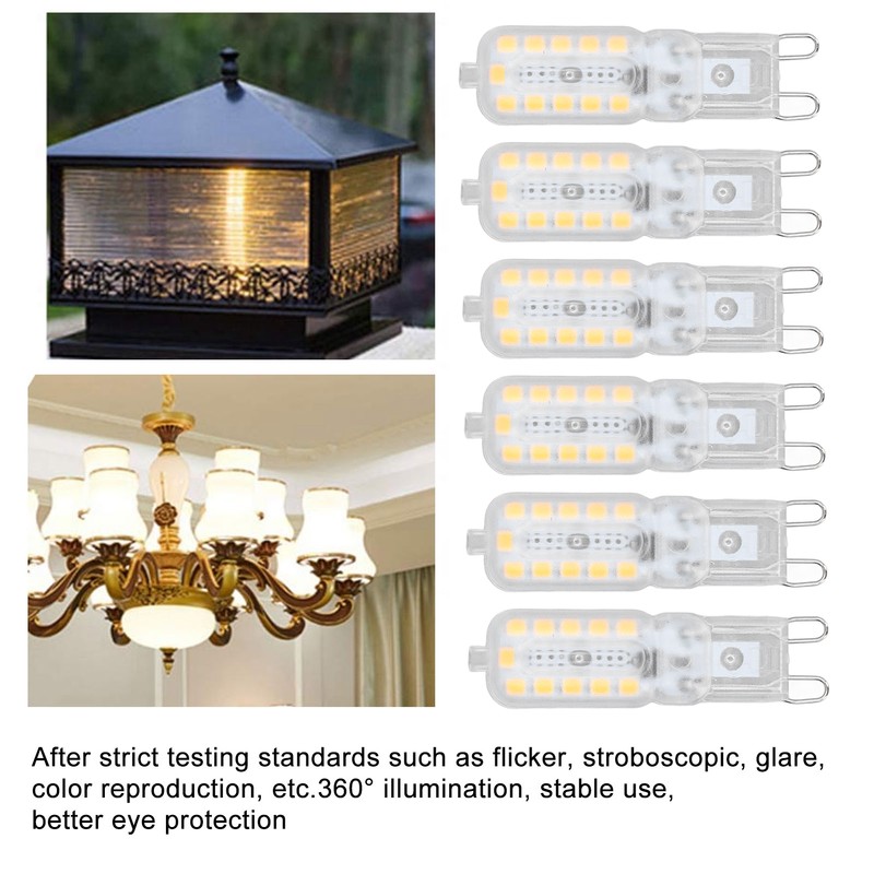 6pcs G9 LED Bulb 5W Transparent Cover 22LED Dimmable G9